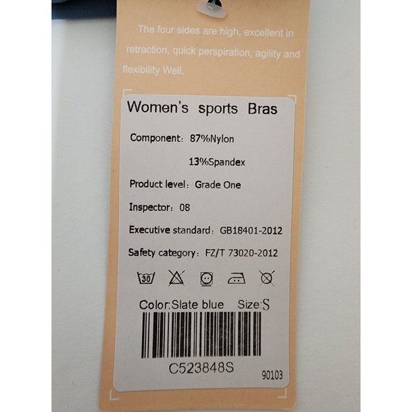 I Want to Feel Relaxed Women's Size Small Slate Blue Sports Bra - Picture 2 of 6